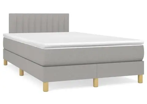 Pat box spring cu saltea, gri deschis, 120x200 cm, textil - 2/5