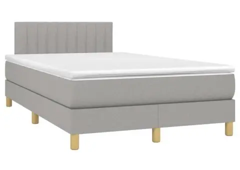 Pat box spring cu saltea, gri deschis, 120x200 cm, textil - 3/5