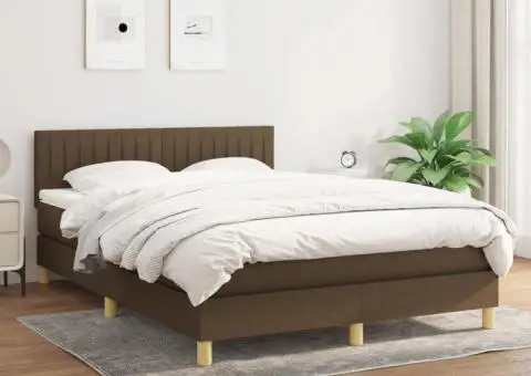 Pat continental cu saltea, maro închis, 140x200 cm, textil - 1/5