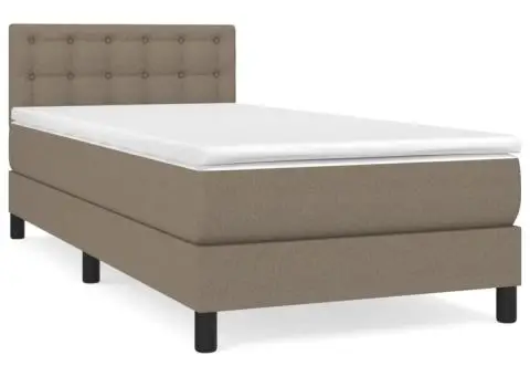 Pat box spring cu saltea, gri taupe, 90x200 cm, textil - 2/5