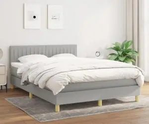 vidaXL Pat continental, gri deschis, 140x200 cm, material textil