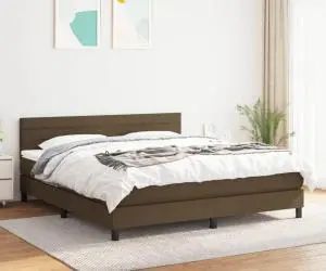 vidaXL Pat box spring cu saltea, maro închis, 160x200 cm, textil
