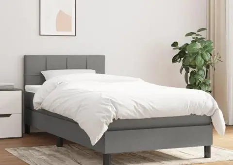 Pat box spring cu saltea, gri închis, 80x200 cm, textil - 1/5