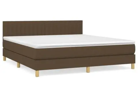 Pat continental cu saltea maro închis 180x200cm material textil - 2/5