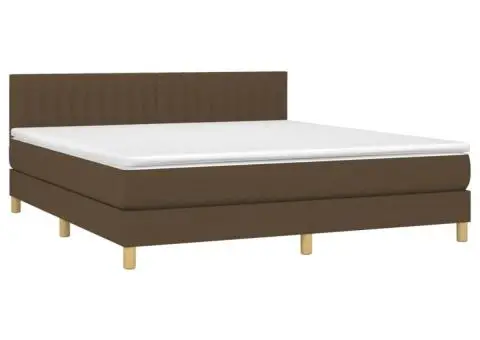Pat continental cu saltea maro închis 180x200cm material textil - 3/5