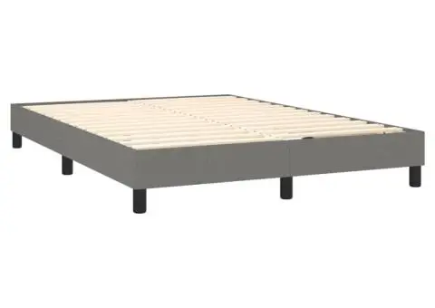 Pat box spring cu saltea, gri închis, 140x190 cm, textil - 4/5