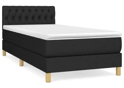 Pat box spring cu saltea, negru, 90x200 cm, textil - 2/5