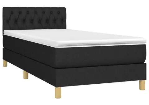 Pat box spring cu saltea, negru, 90x200 cm, textil - 3/5