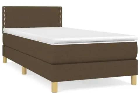 Pat box spring cu saltea, maro închis, 80x200 cm, textil - 2/5