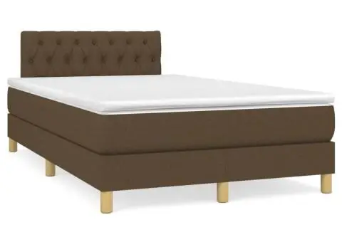 Pat box spring cu saltea, maro închis, 120x200 cm, textil - 2/5