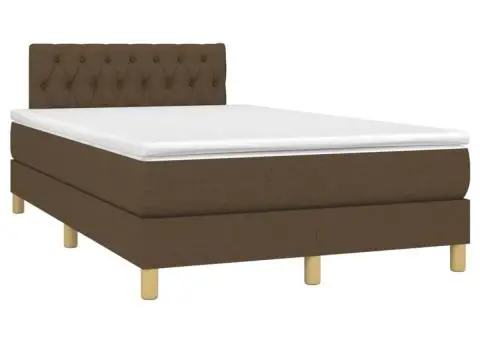 Pat box spring cu saltea, maro închis, 120x200 cm, textil - 3/5