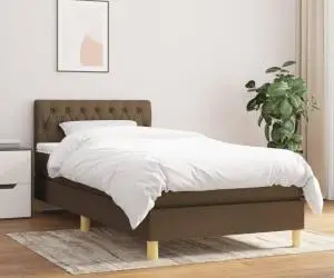 vidaXL Pat box spring cu saltea, maro închis, 80x200 cm, textil