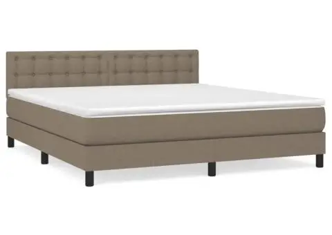 Pat box spring cu saltea, gri taupe, 160x200 cm material textil - 2/5