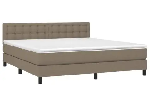 Pat box spring cu saltea, gri taupe, 160x200 cm material textil - 3/5