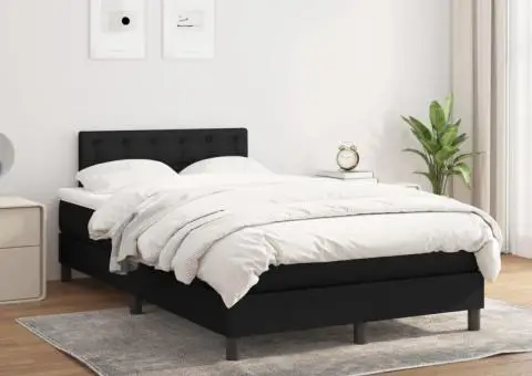 Pat box spring cu saltea, negru, 120x200 cm, textil - 1/5