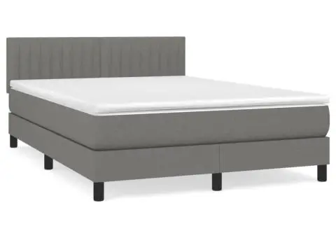 Pat box spring cu saltea, gri închis, 140x200 cm, textil - 2/5