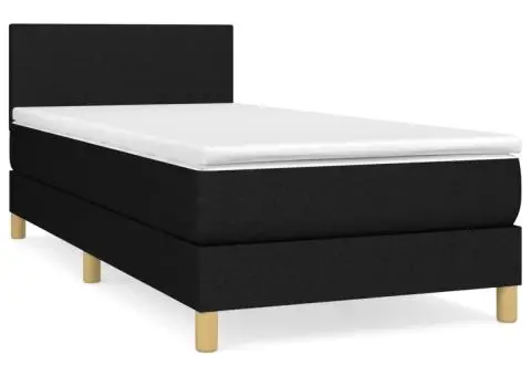 Pat box spring cu saltea, negru, 90x190 cm, textil - 2/5