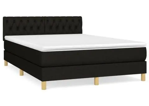 Pat box spring cu saltea, negru, 140x200 cm, textil - 2/5