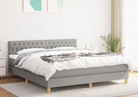 Pat continental, gri deschis, 180x200 cm, material textil - 1/5