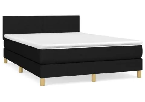 Pat box spring cu saltea, negru, 140x200 cm, textil - 2/5