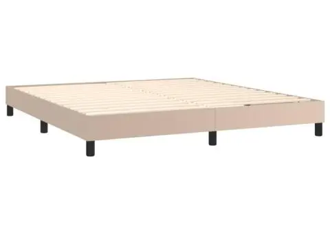 Pat box spring cu saltea, cappuccino, 180x200cm piele ecologică - 4/5
