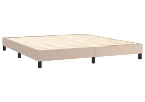 Pat box spring cu saltea, cappuccino, 160x200cm piele ecologică - 4/5