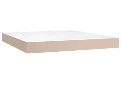 Pat box spring cu saltea, cappuccino, 160x200cm piele ecologică - 5/5