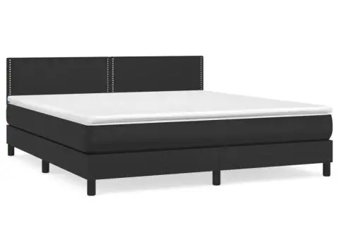 Pat box spring cu saltea, negru, 180x200 cm, piele ecologică - 2/5