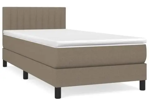 Pat box spring cu saltea, gri taupe, 90x190 cm, textil - 2/5