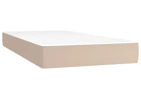 Pat box spring cu saltea, cappuccino, 90x190 cm piele ecologică - 5/5