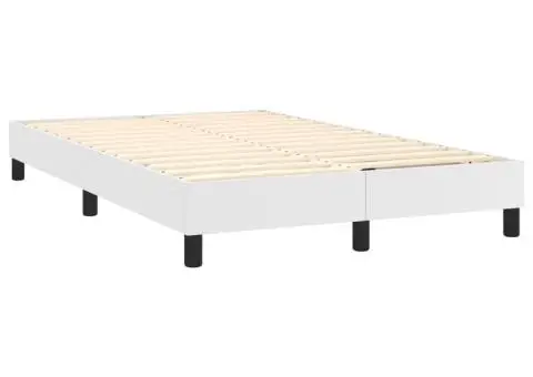 Pat box spring cu saltea, alb, 120x200 cm, piele ecologică - 4/5