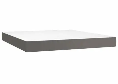 Pat box spring cu saltea, gri, 160x200 cm, piele ecologică - 5/5