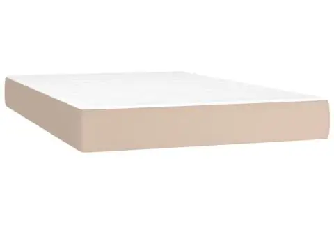 Pat box spring cu saltea, cappuccino, 120x200cm piele ecologică - 5/5