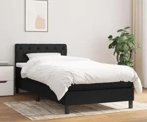 vidaXL Pat box spring cu saltea, negru, 80x200 cm, textil
