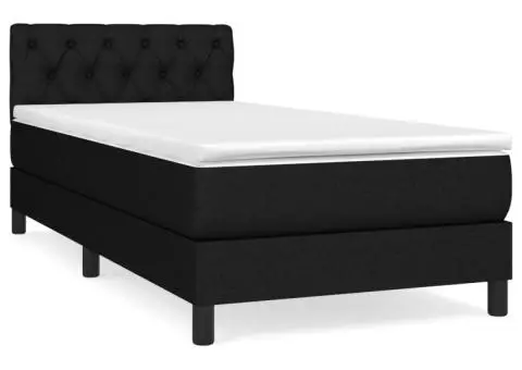 Pat box spring cu saltea, negru, 80x200 cm, textil - 2/5