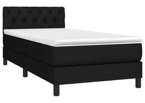 Pat box spring cu saltea, negru, 80x200 cm, textil - 3/5