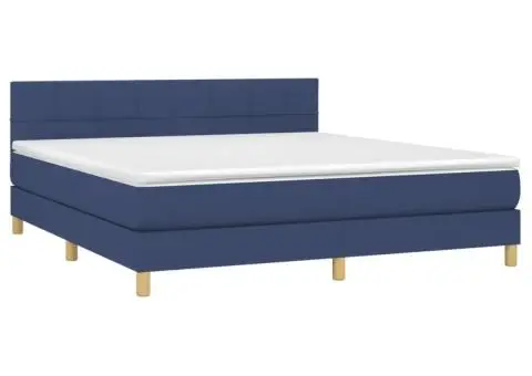 Pat box spring cu saltea, albastru, 180x200 cm, material textil - 3/5