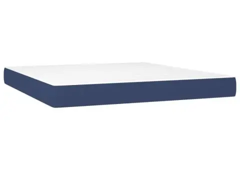 Pat box spring cu saltea, albastru, 180x200 cm, material textil - 5/5