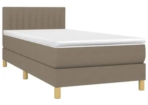 Pat box spring cu saltea, gri taupe, 90x200 cm, textil - 3/5