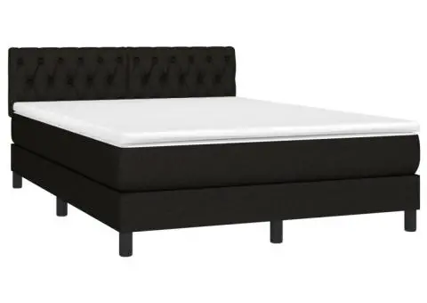 Pat box spring cu saltea, negru, 140x190 cm, textil - 3/5