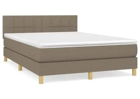 Pat box spring cu saltea, gri taupe, 140x200 cm, textil - 2/5