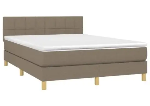 Pat box spring cu saltea, gri taupe, 140x200 cm, textil - 3/5