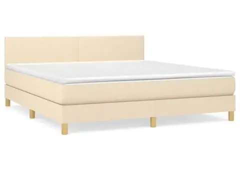 Pat continental cu saltea, crem, 180x200 cm, textil - 2/5