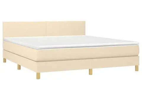 Pat continental cu saltea, crem, 180x200 cm, textil - 3/5