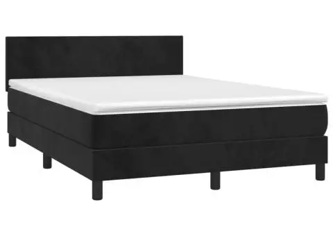 Pat box spring cu saltea, negru, 140x200 cm, catifea - 3/5