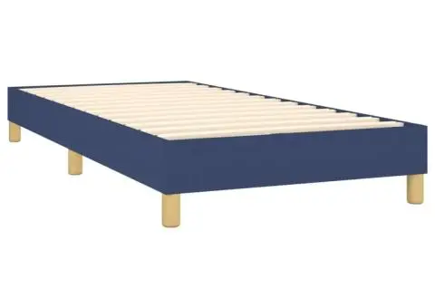 Pat box spring cu saltea, albastru, 100x200 cm, textil - 4/5