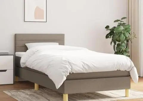 Pat box spring cu saltea, gri taupe, 80x200 cm, textil - 1/5