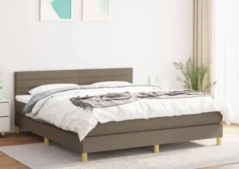 Pat box spring cu saltea, gri taupe, 160x200 cm material textil - 1/5