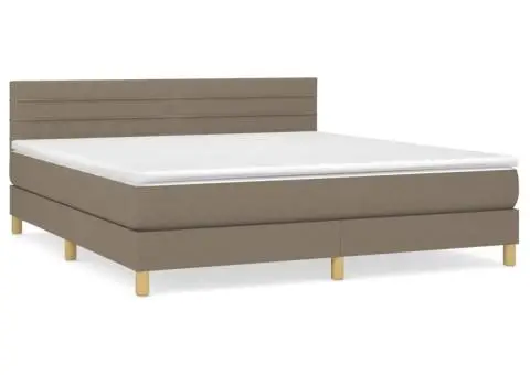 Pat box spring cu saltea, gri taupe, 160x200 cm material textil - 2/5