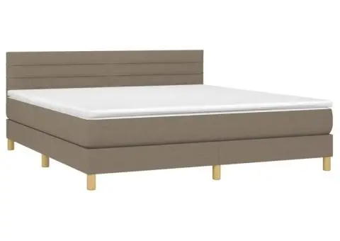 Pat box spring cu saltea, gri taupe, 160x200 cm material textil - 3/5